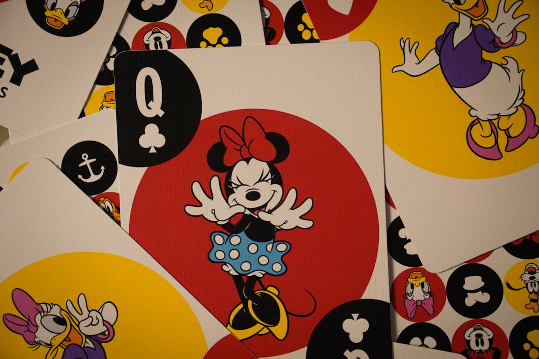 Minnie mouse playing card is visible.
